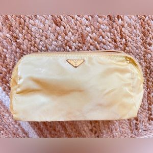 PRADA medium makeup pouch brand new yellow authentic travel bag clutch purse